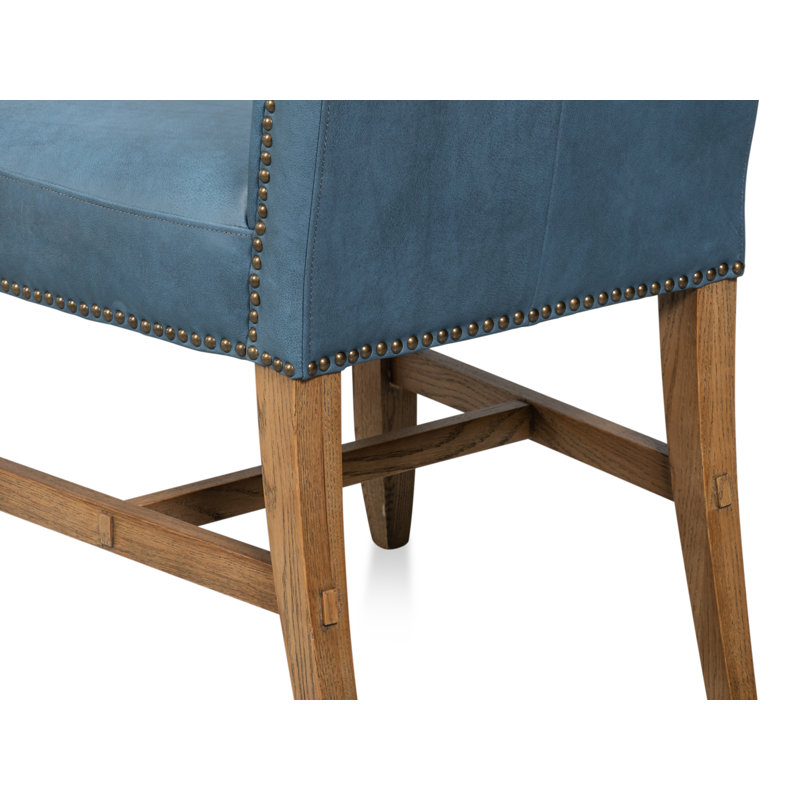Leather Dining Chair, Light Blue