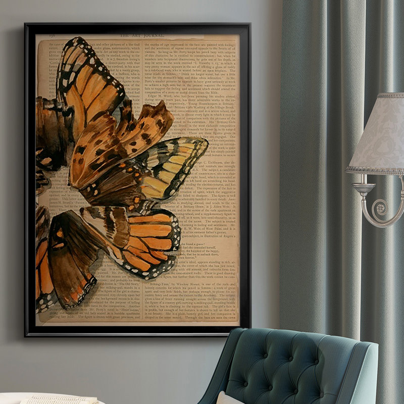 «Winged Wreath I», reproduction encadrée de qualité supérieure - prête à être accrochée, H 42,5 po x l 30,5 po x P 1 po, Noir