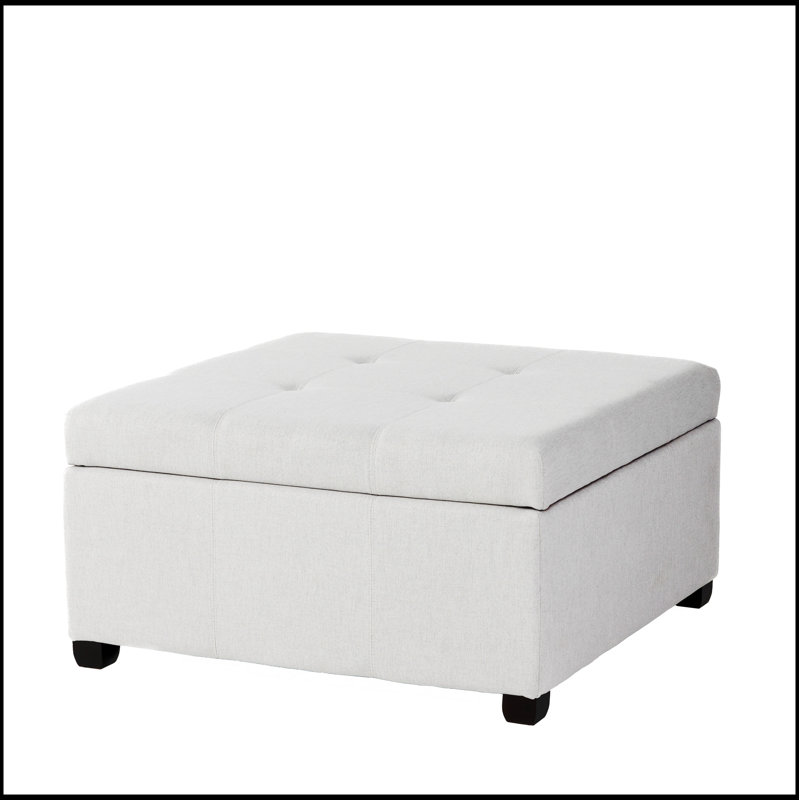 Repose-pieds rectangulaire rembourré en tissu avec rangement caché, parfait pour les salons et pour une utilisation multifonctionnelle