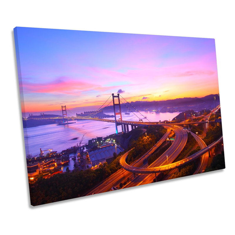 Tsing Ma Bridge Hong Kong - Wrapped Canvas Print, 81.3cm H x 121.9cm W x 4cm D