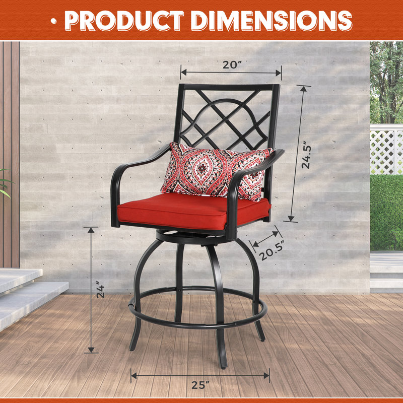 Jayc 24â?? Patio Bar Stool with Cushion
