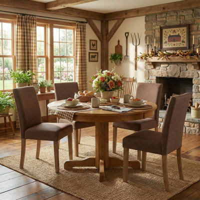 Upholstered Dining Chair, Modern Parsons Kitchen Chair, High Back Side Chair with Solid Wood Legs