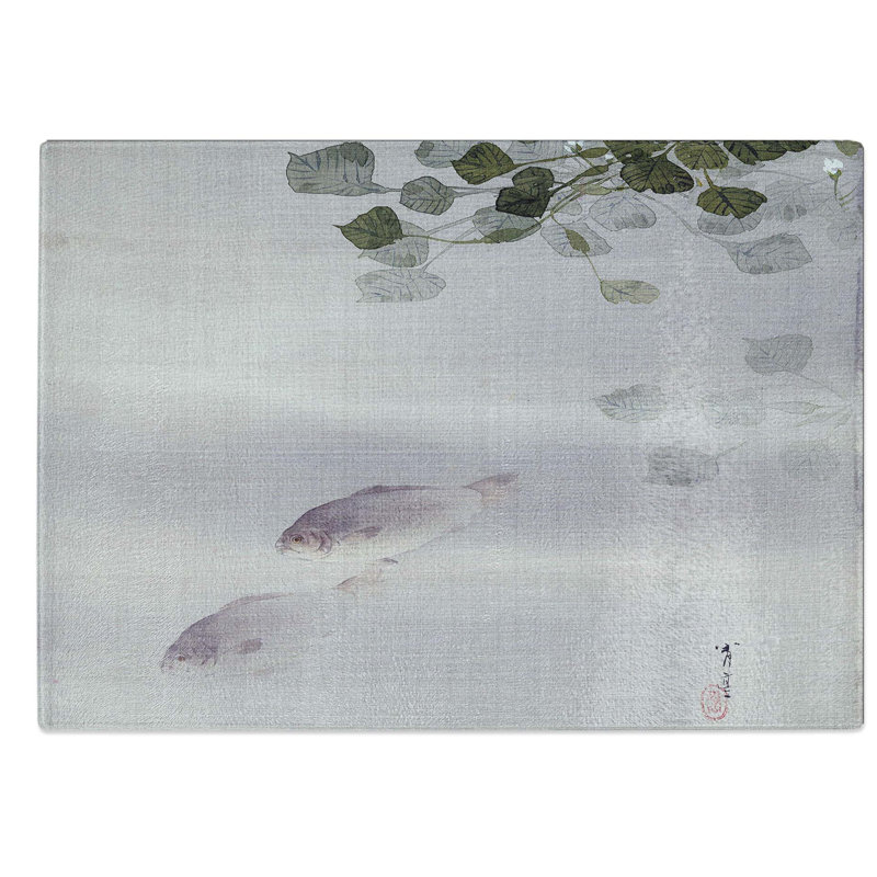 Glass Fishes by Watanabe Seitei Chopping Board, 39 cm W x 28.5 cm L