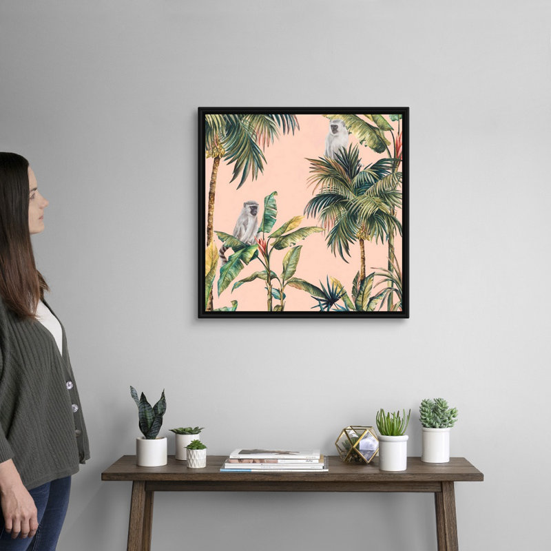 Reproduction d’art sur toile, "Tropicano I" par Eva watts, Cadre noir, H 26 po x l 26 po x P 1,75 po