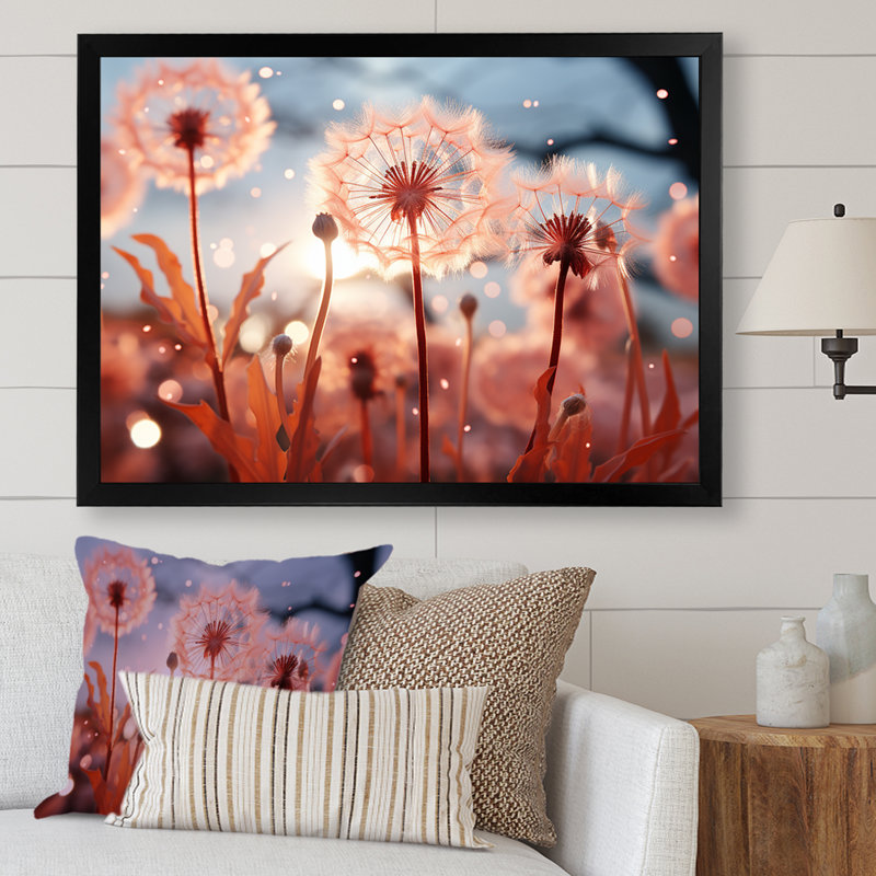 «Delicate Calm Dandelion Serenity III - Autre plante et fleurs», art mural, Cadre de coin argenté fermé