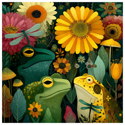 Frogs And Dragonfly Scene Double Sided Throw Pillows
