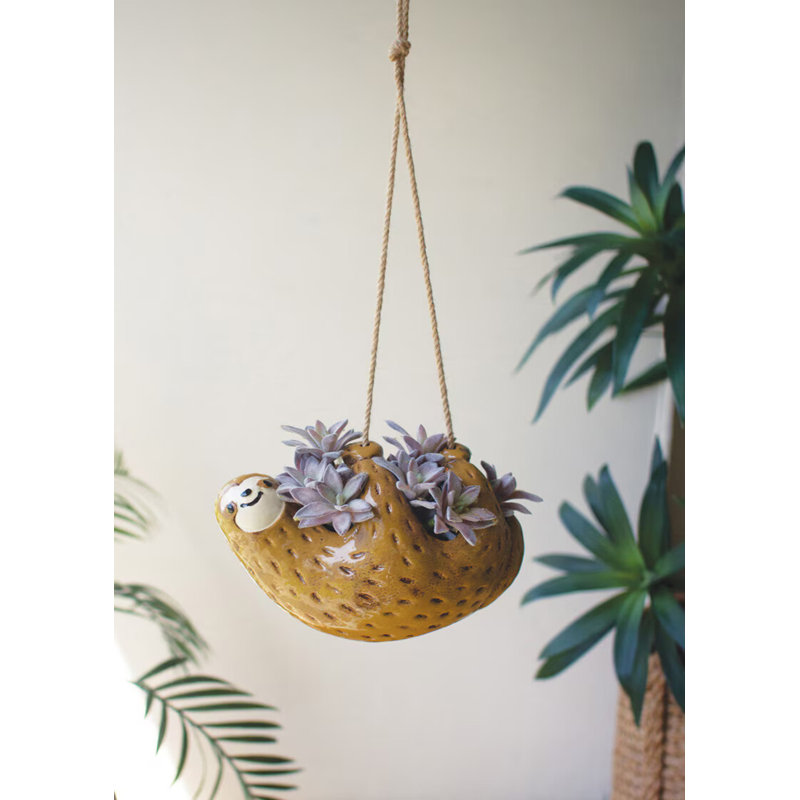  Pot à fleurs suspendu décoratif en paresseux - 6 po de hauteur en céramique