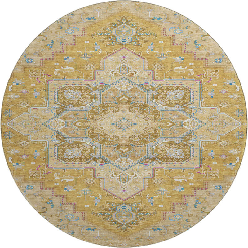 Premium Machine Washable Cossette AMF1036 Oriental Rug, Rond 8 pi