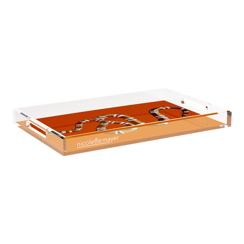 Plateau décoratif serpent en acrylique, Orange brûlé, L 22,5 po x P 14,5 po x H 2 po