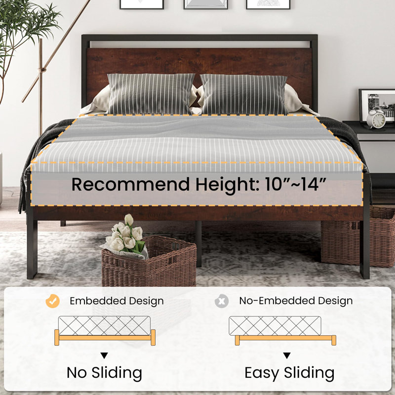 14 Inch Metal Platform Bed Frame, Full / Double