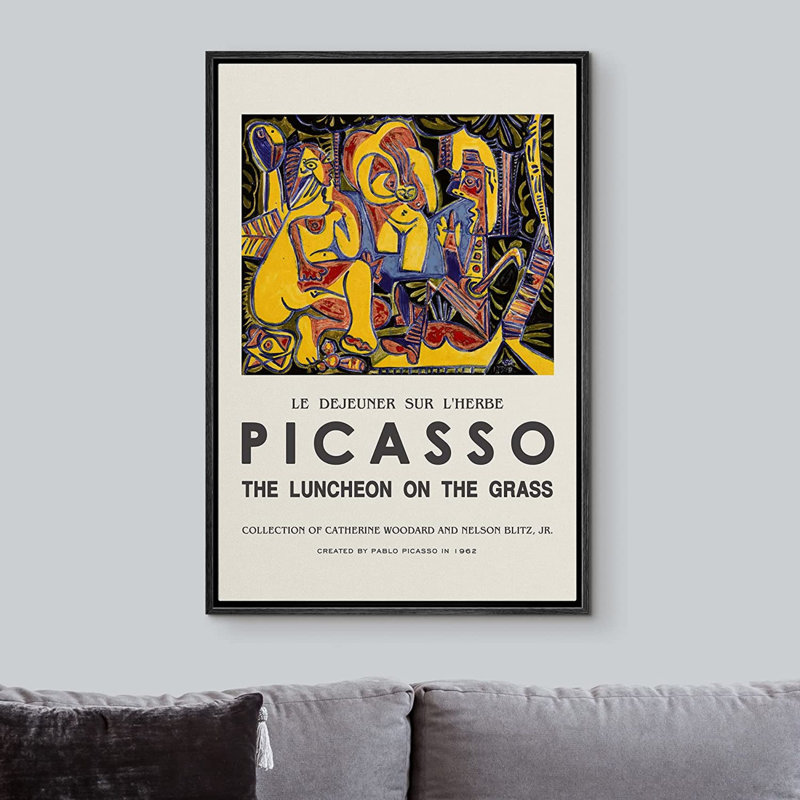 Art classique, impression sur toile, désert, art mural, déjeuner sur l'herbe par Pablo Picasso, H 36 po x l 24 po, Noir