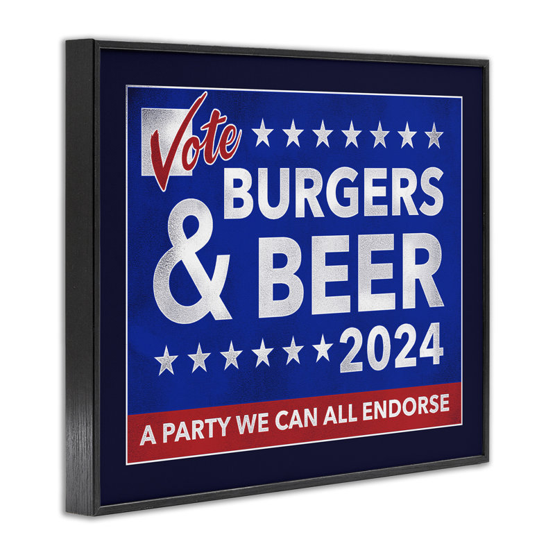 «Burgers & Beer», estampe numérique de Jedco Brands, Inc., Giclée encadrée noir minuit, H 24 po x l 30 po