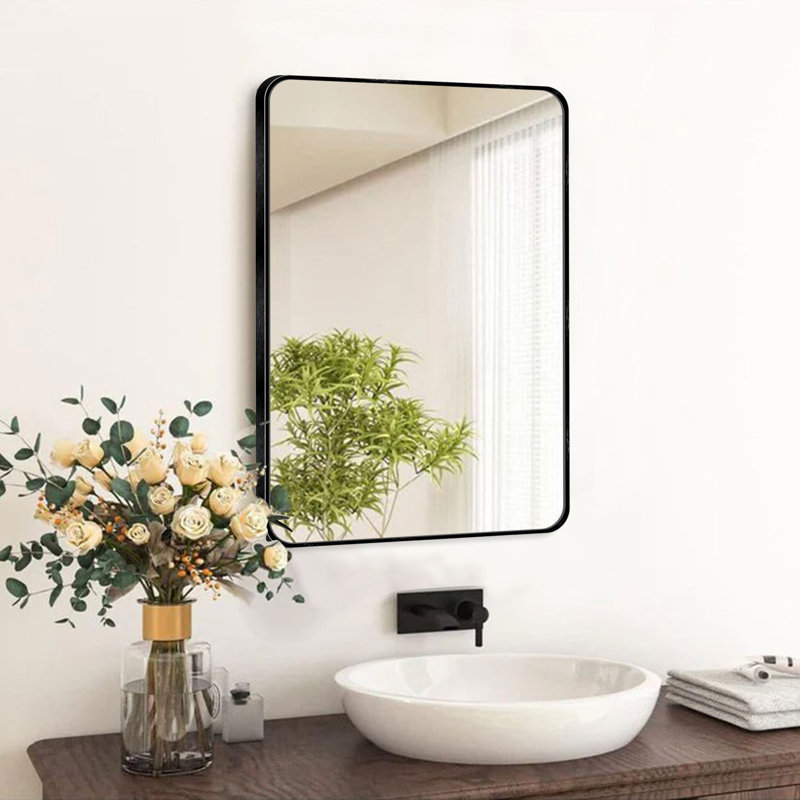 Miroir mural Viridiana, Noir brossé, 30 po x 20 po