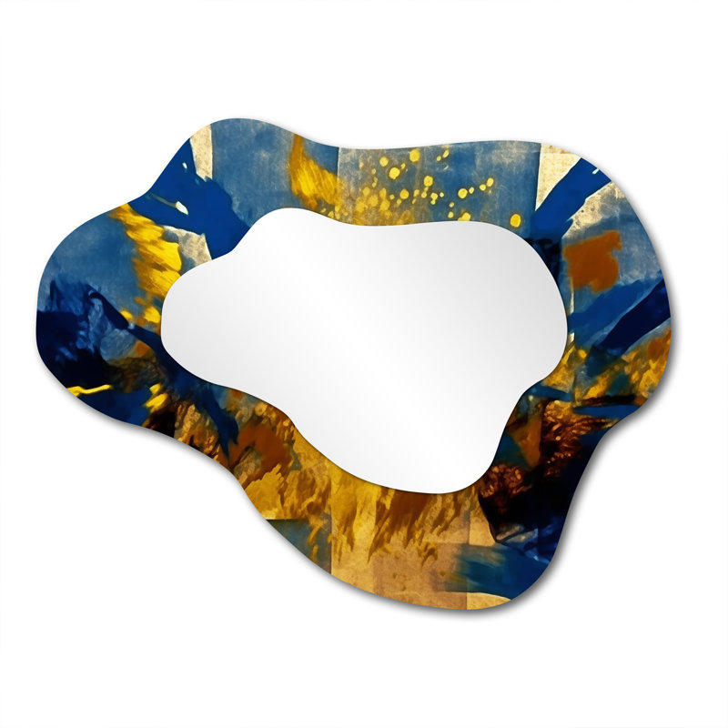 Abstraction lyrique en bleu et jaune, 27 po x 35 po