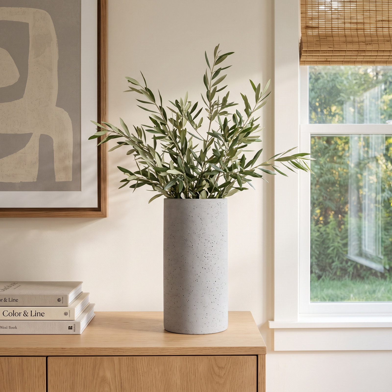 Table Vase, 11.42" H x 5.51" W x 5.51" D, Hellgrau