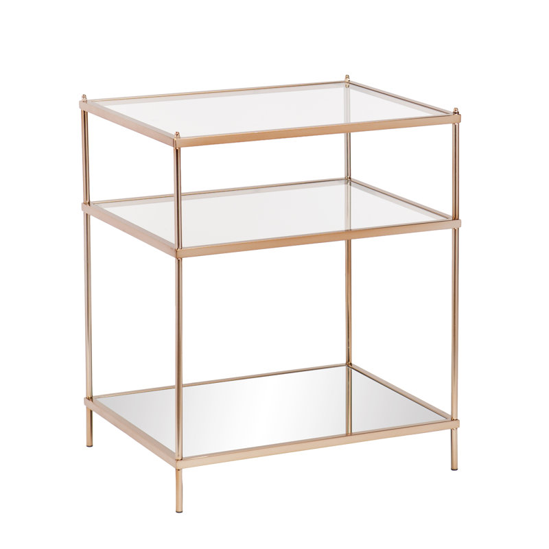 Harpenden Glass Top End Table, Gold