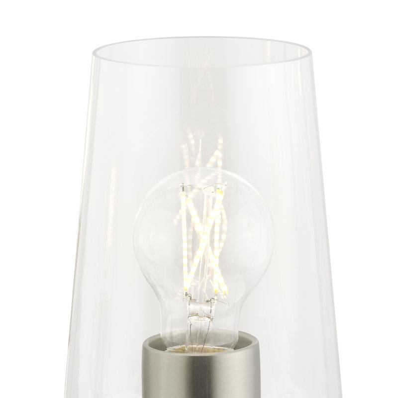 Celino Three-Light Chandelier with Clear Glass, 18" H x 18" W x 18" D, Brushed Nickel, 3 Lights