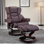 Fauteuil inclinable et repose-pieds 31 po contemporain en similicuir avec base pivotante en métal