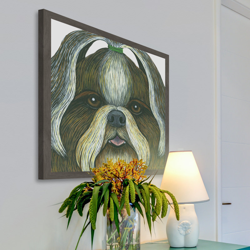 « shih tzu », reproduction d’art encadrée, H 12 po x l 12 po x P 1,5 po