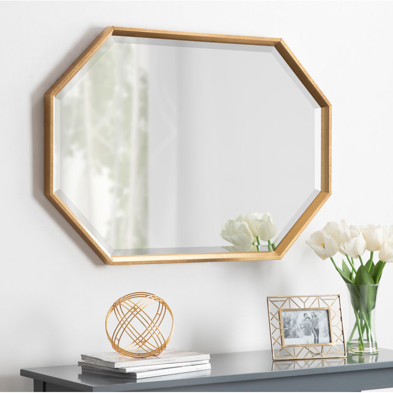 Miroir biseauté moderne et contemporain , Or, 37,5 po x 25,5 po