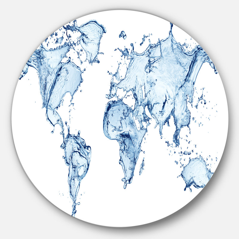 « world map water splash », impression, H 23 po x l 23 po x P 1 po, Métal