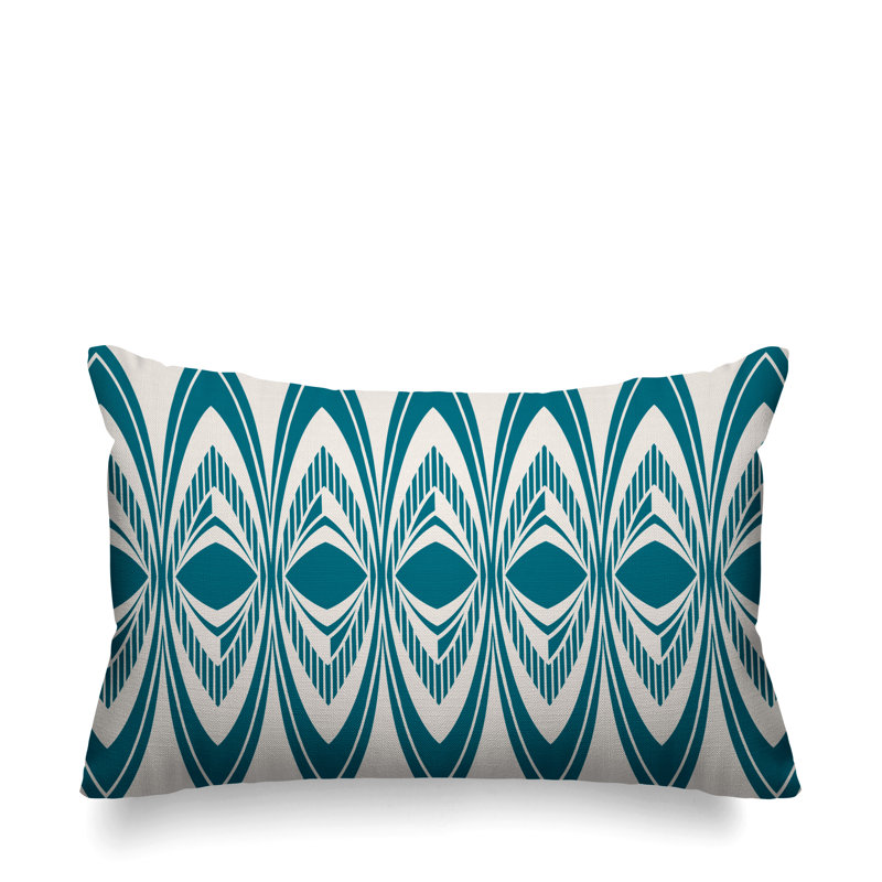 Coussin décoratif intérieur / extérieur Chinasa Tribal, Turquoise
