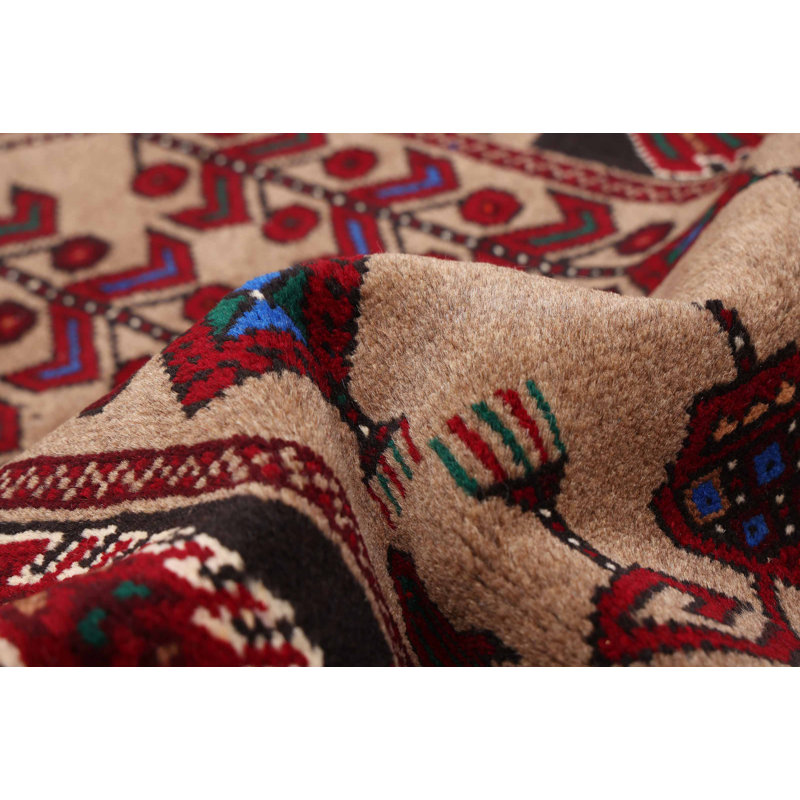 Tapis brun clair Teimani 3 pi 4 po x 5 pi 10 po