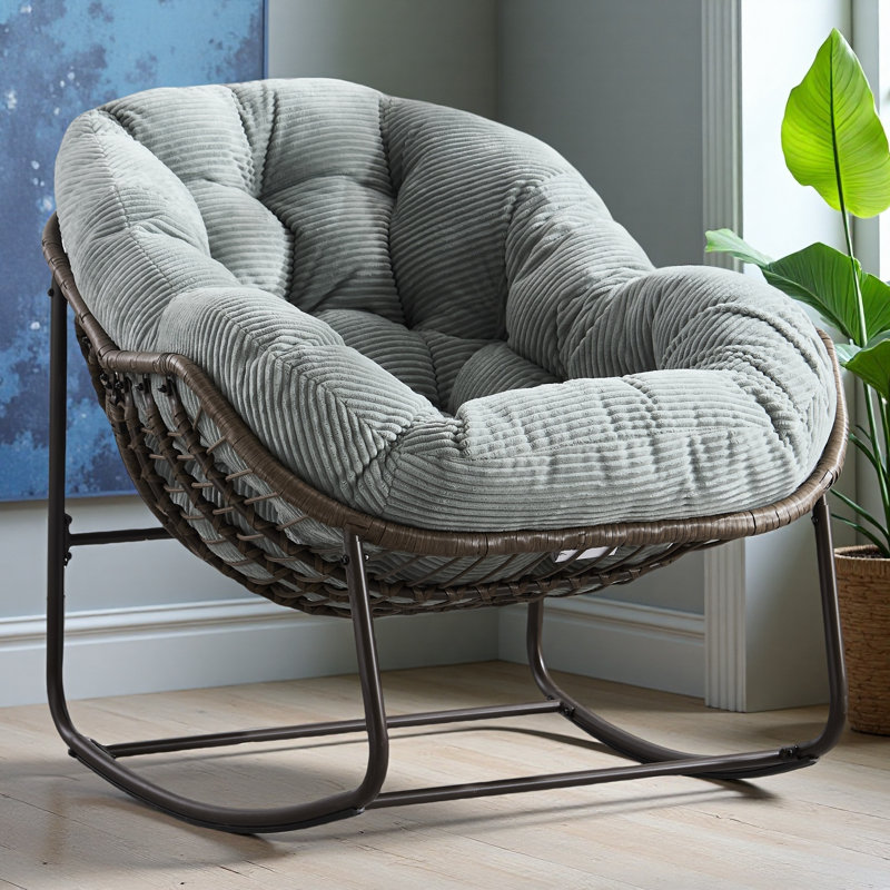 Chaise berçante d'extérieur en rotin, Vert clair