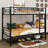 A Metal Bunk Bed With Twin Beds, Equipped With Built-In Shelves And Safety Rails-1558920218