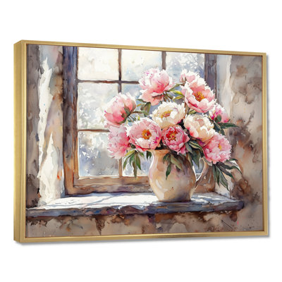 «Rustic Romance Peony Bouquet I», art mural pivoines pour le salon