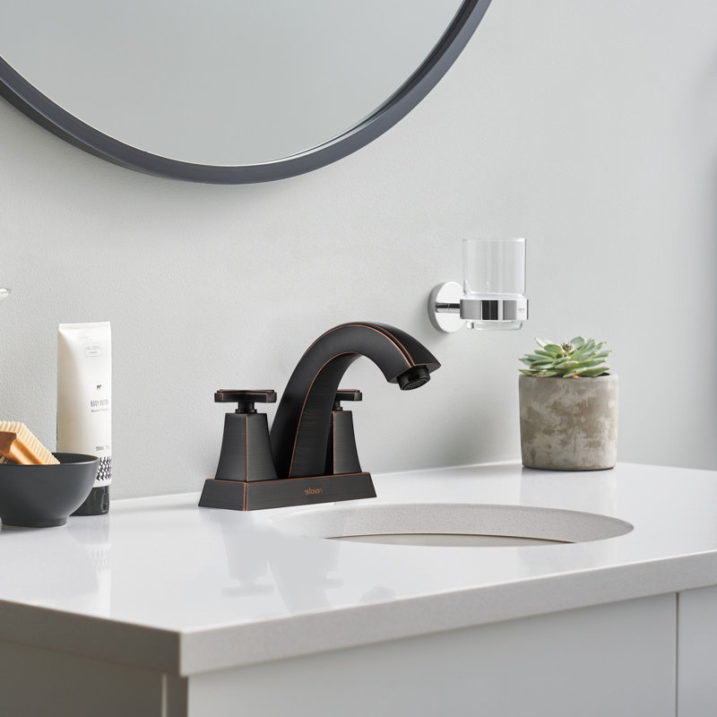 Robinet de salle de bain avec ensemble de drain Centreset, Bronze huilé