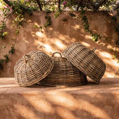 Rattan Cloche Dome Food Cover - Large