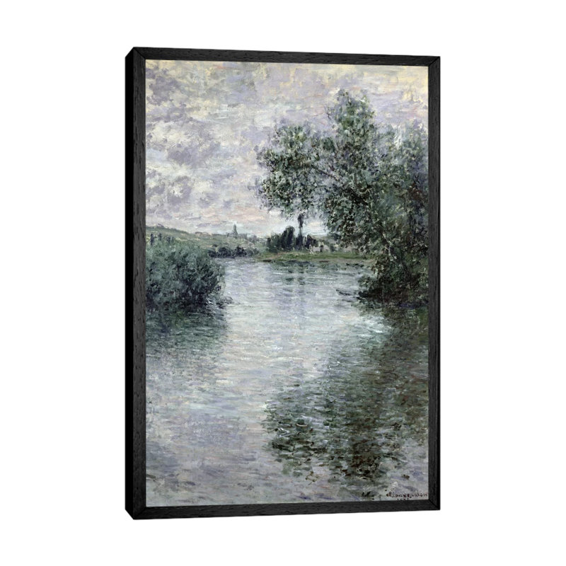 The Seine At Vetheuil, 1879 by Claude Monet - Painting on Canvas, 101.6 cm H x 66.04 cm W, Black Framed