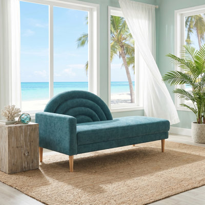 Rainbow-Inspired Linen Upholstered Chaise Lounge with Curved Backrest