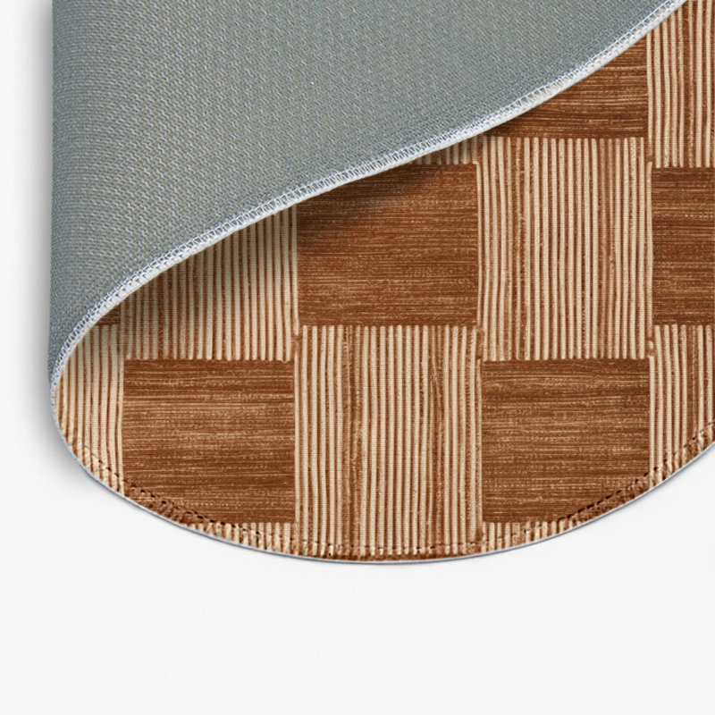 Tapis d'intérieur et d'extérieur à carreaux brun, Rond 5 pi