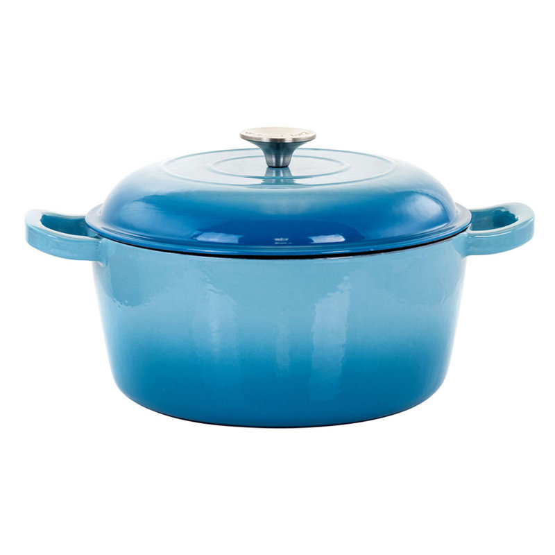 Mega Chef MG-CR25A Round Cast Iron Casserole Bakeware, Blue