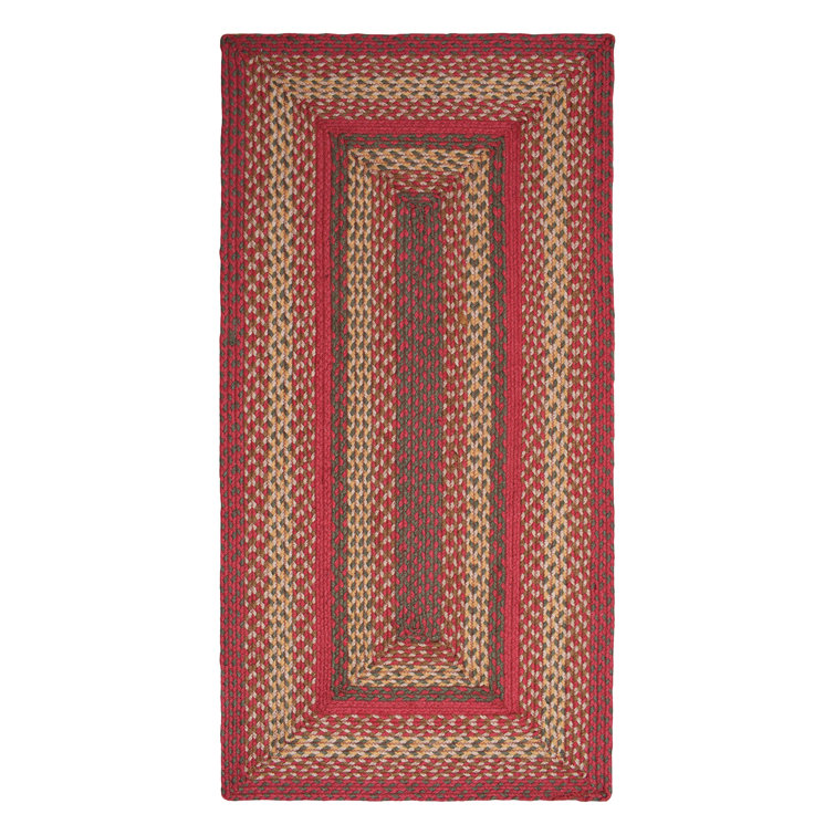 Burkleigh Farmhouse Braided Red Jute Area Rug
