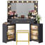 Dressing Table with Motion Sensor 3-colour lighting, Charging Socket, Storage Drawers and Stool-805810602