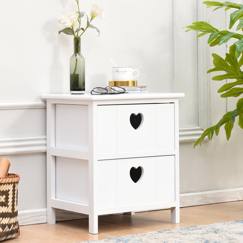 Krebs 2 Drawer Bedside Table, White