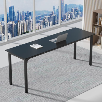  79" Conference Table, Modern Office Meeting Table With Metal Frame