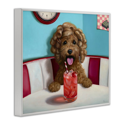 Dog at Diner with Drink Giclee Art by Lucia Heffernan