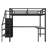 Metal Loft Bed with L-Shaped Desk, USB Charging, LED Light, Wardrobe and Adjustable Shelf, High Loft Bed Frame for Kids Teens Adults, Space Saving Study Bed, Black-1721452626