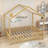 Montessori Wood Platform House Bed With Railings-2034315714-2034315724