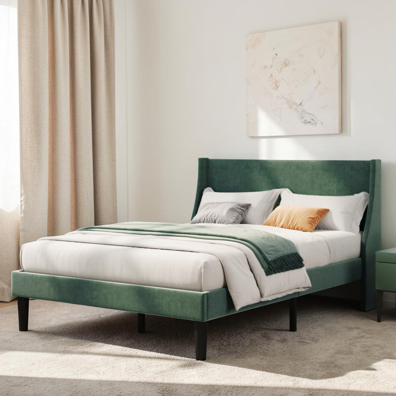 Conrada Upholstered Bed Frame, Double (4'6), Green