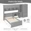 Lit mezzanine simple en bois avec bureau intégré, garde-robe, tablettes et tiroirs, éclairage à DEL intégré, meuble tout-en-un complet pour la chambre à coucher, conception peu encombrante-2064485481
