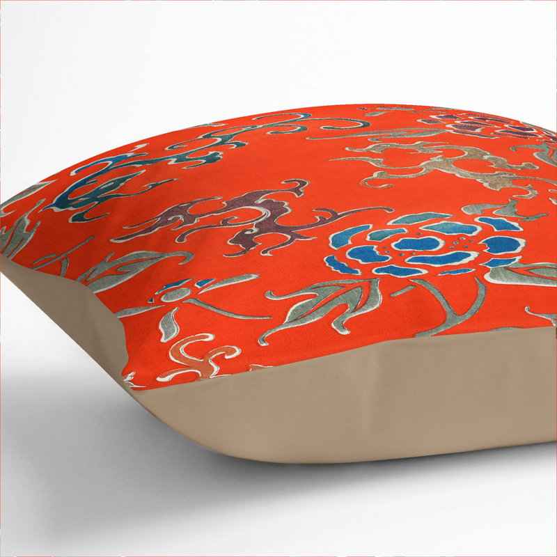 Floral Square Throw Cushion, Stone, 55cm H x 55cm W x 20cm D