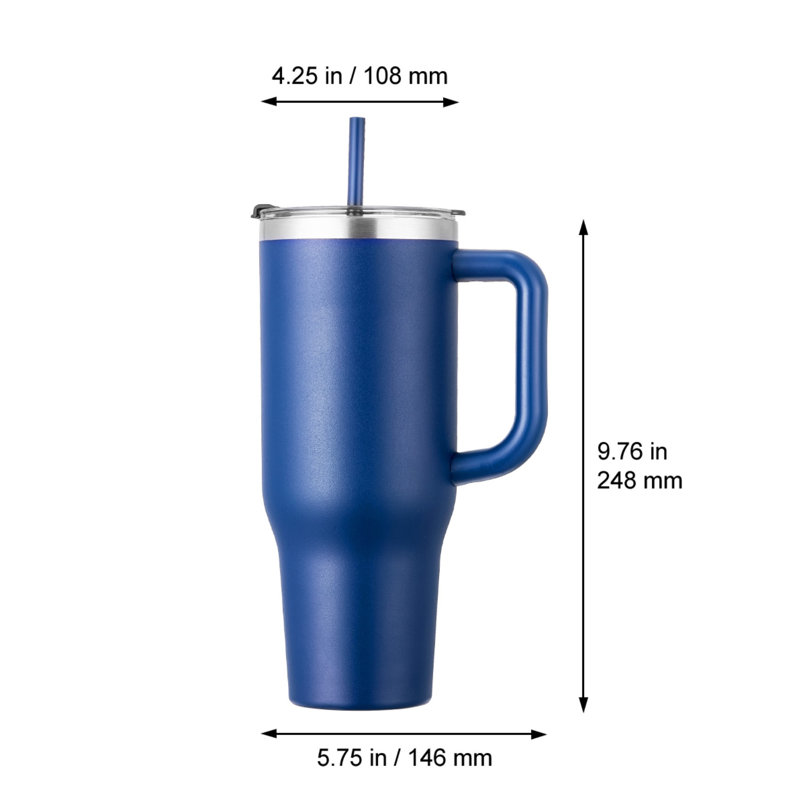 Bouteille d'eau isotherme 40 onces en acier inoxydable avec couvercle et poignée étanches, bleu