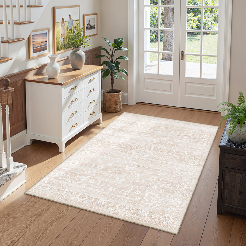 Rectangle Area Rug, Beige/Grey, Rectangle 60 x 120cm