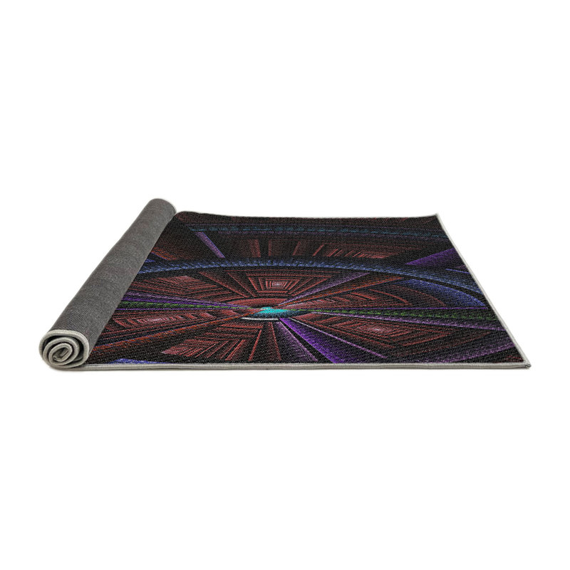 Tapis mauve/brun tissé à la machine, Rond 8 pi