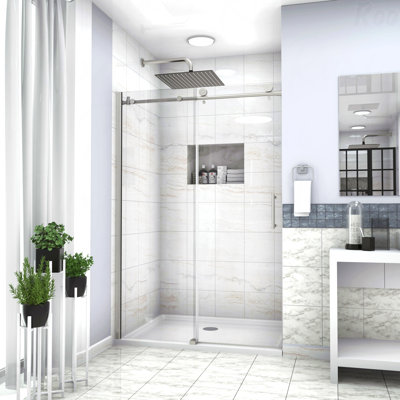Shower Door 48" W X 76"H Single Sliding Opening Bypass Sliding Opening Shower Enclosure Door